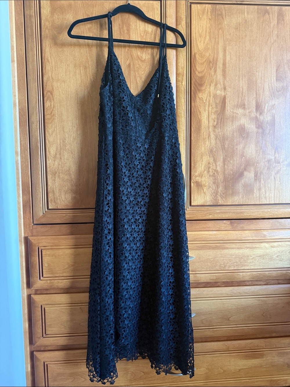 Joie Black Lace Maxi Slip Dress with Spaghetti Straps